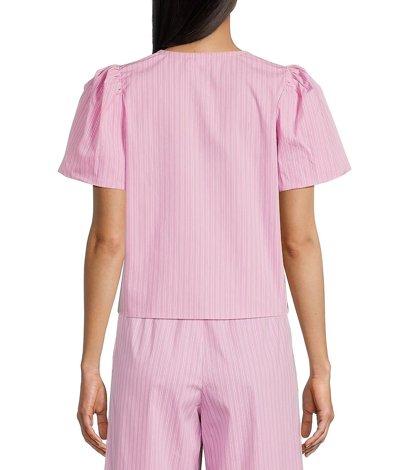 GB Woven Tie-Front Coordinating Stripe Top