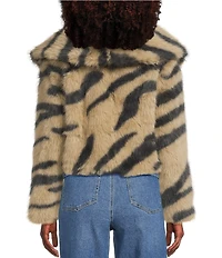 GB Zebra Crop Faux Fur Jacket