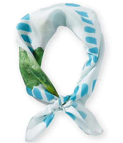 Gemma Layne Blue Beach Scene Silk Square Scarf