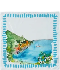 Gemma Layne Blue Beach Scene Silk Square Scarf