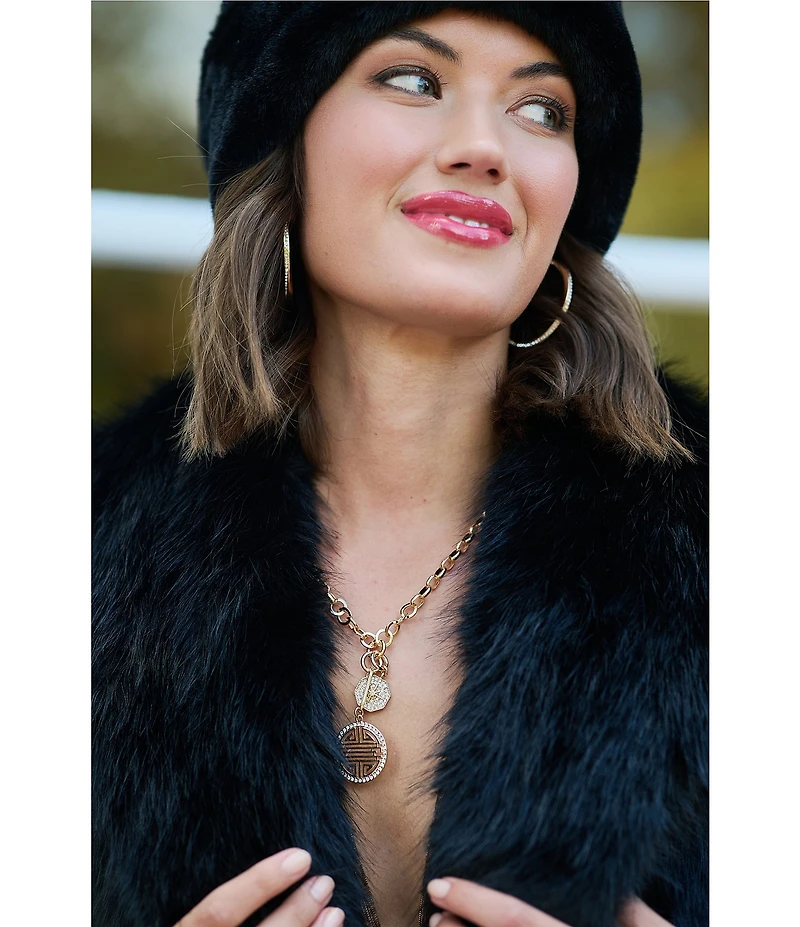 Gemma Layne Cropped Faux Fur Vest with Buckle