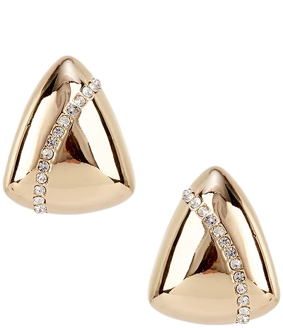 Gemma Layne Crystal Pave Polished Metal Triangle Stud Earrings