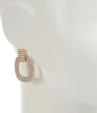 Gemma Layne Crystal Pave Rectangular Stud Open Orbital Drop Earrings