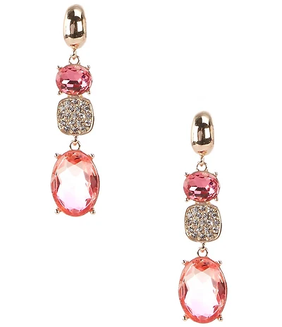 Gemma Layne Crystal Pave Rose Ombre Oval Stone Linear Earrings