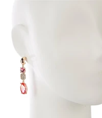 Gemma Layne Crystal Pave Rose Ombre Oval Stone Linear Earrings
