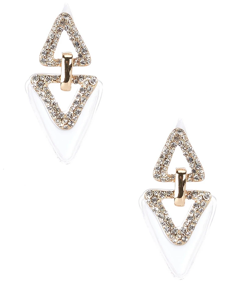 Gemma Layne Crystal Pave Upside Down Triangle Drop Earrings
