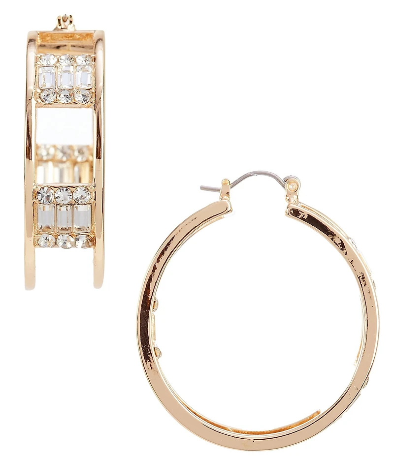 Gemma Layne Crystal Stone Square Wire Hoop Earrings
