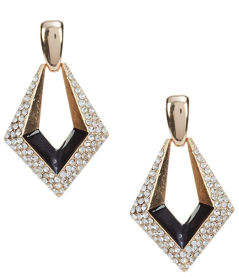 Gemma Layne Diamond Two-Tone Rhinestone Detail Drop Earrings
