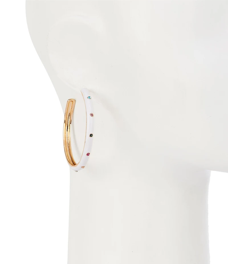 Gemma Layne Enamel Rhinestone Hoop Earrings
