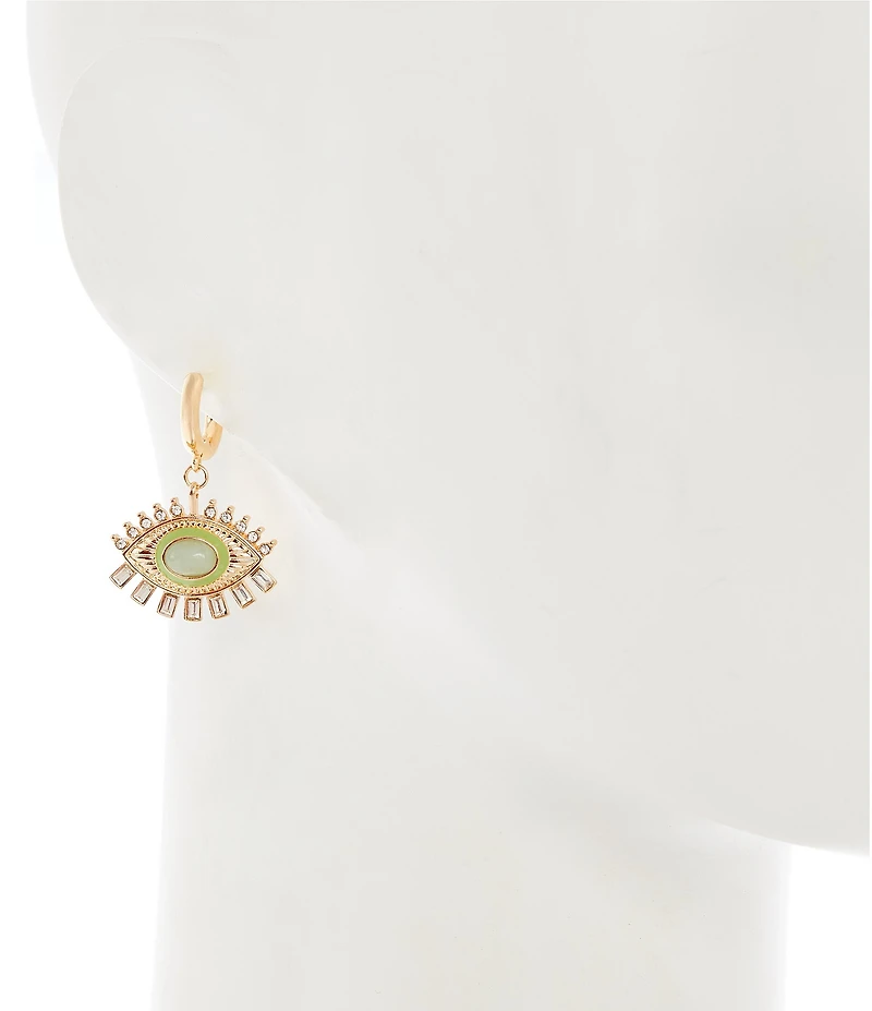 Gemma Layne Evil Eye Stone Huggie Hoop Earrings