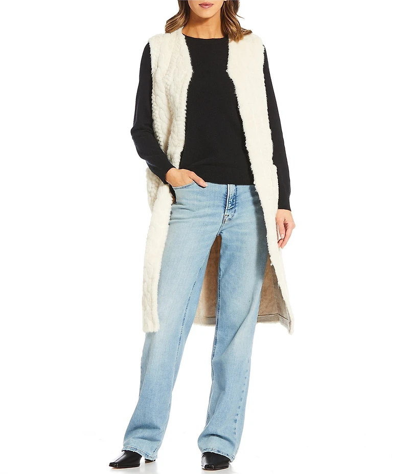 Gemma Layne Faux Fur Long Cable Vest