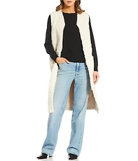 Gemma Layne Faux Fur Long Cable Vest
