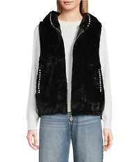 Gemma Layne Faux Fur Pearl Hooded Vest