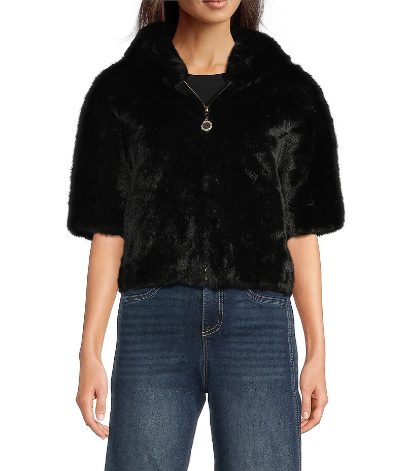 Gemma Layne Faux Fur Zip Hooded Jacket