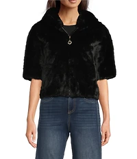 Gemma Layne Faux Fur Zip Hooded Jacket