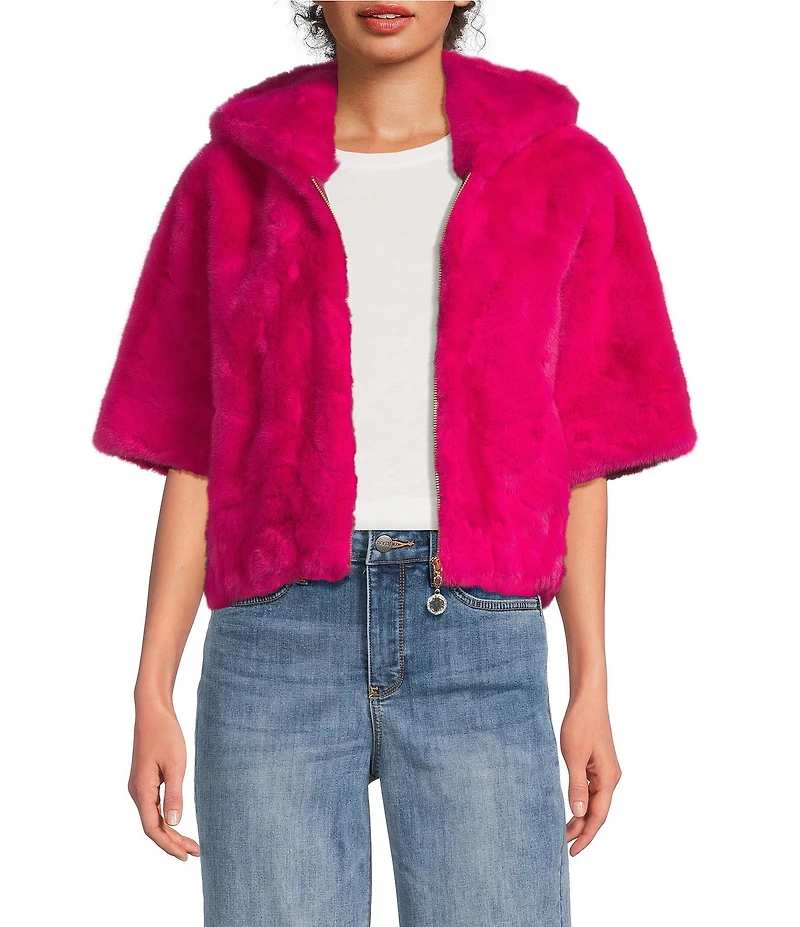 Gemma Layne Faux Fur Zip Hooded Jacket
