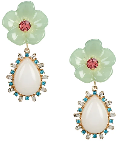 Gemma Layne Flower Post Rhinestone Drop Earrings