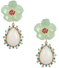 Gemma Layne Flower Post Rhinestone Drop Earrings