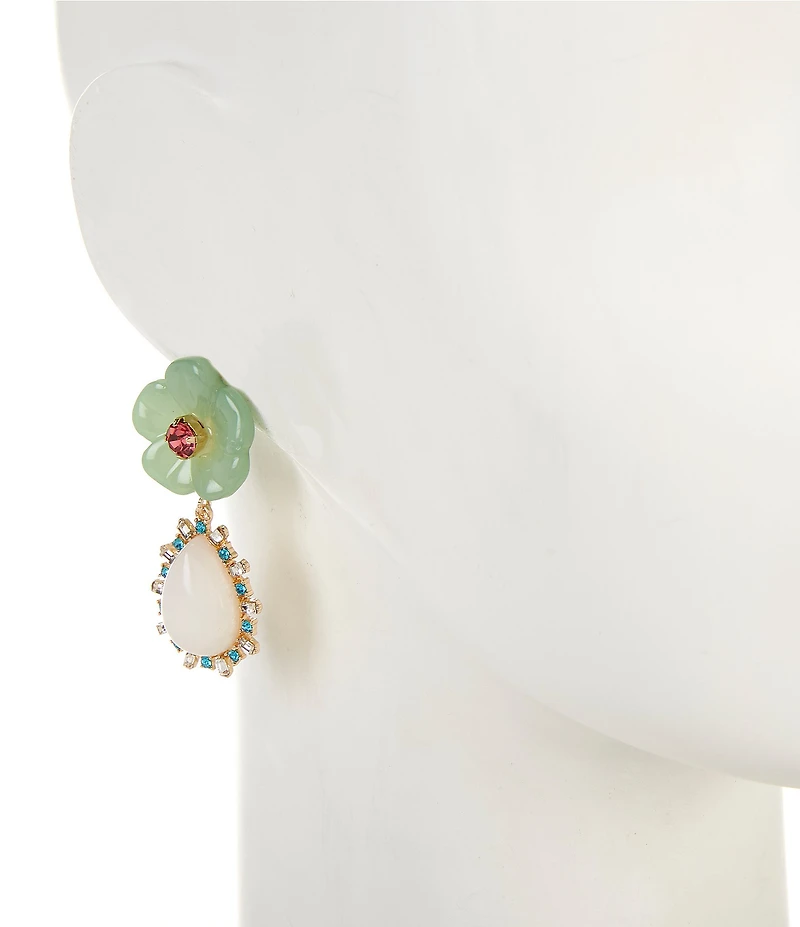 Gemma Layne Flower Post Rhinestone Drop Earrings