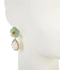 Gemma Layne Flower Post Rhinestone Drop Earrings