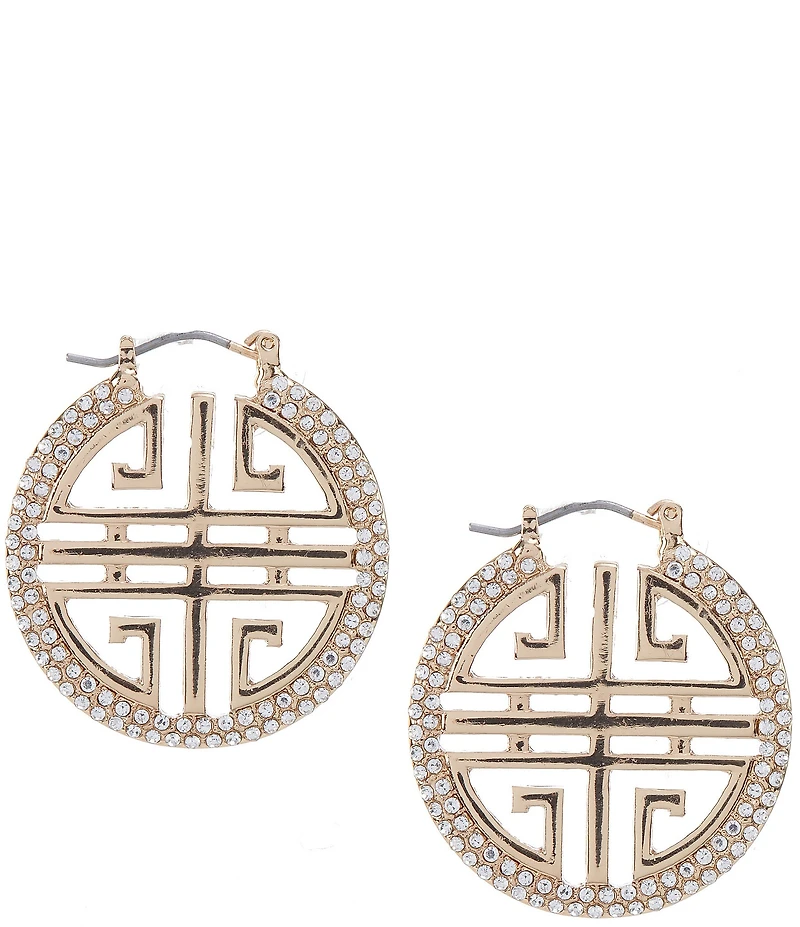 Gemma Layne Geo Design Hoop Earrings with Stones