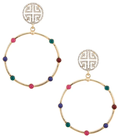 Gemma Layne Geo Drop Stone Circle Earrings