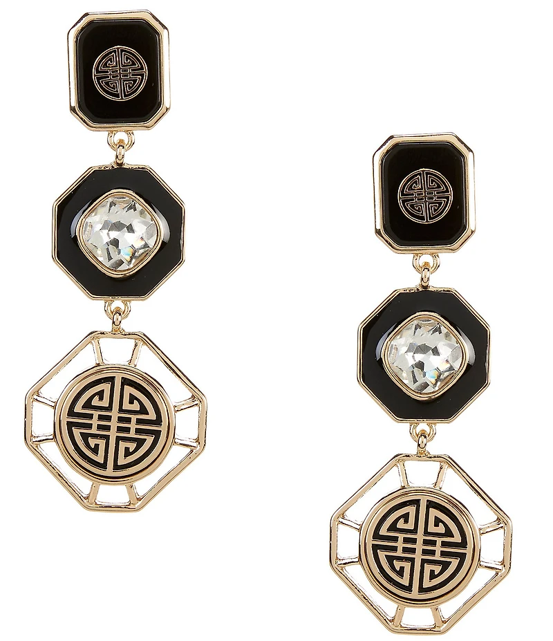 Gemma Layne Geo Inset Stone Drop Statement Earrings