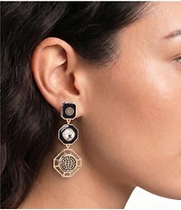 Gemma Layne Geo Inset Stone Drop Statement Earrings