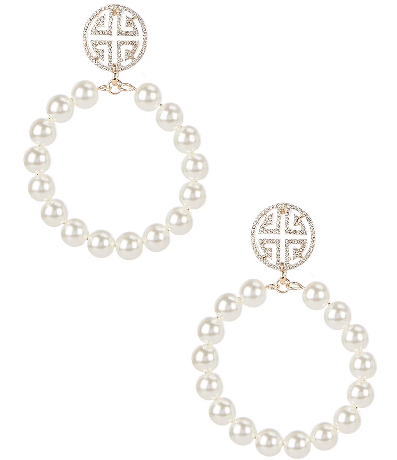 Gemma Layne Geometric Post with Pearl Hoop Orbital Drop Earrings