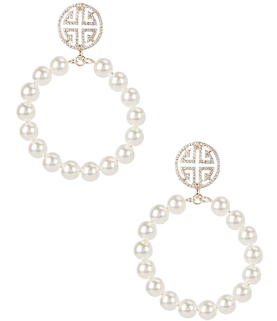 Gemma Layne Geometric Post with Pearl Hoop Orbital Drop Earrings