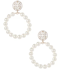 Gemma Layne Geometric Post with Pearl Hoop Orbital Drop Earrings