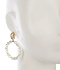 Gemma Layne Geometric Post with Pearl Hoop Orbital Drop Earrings