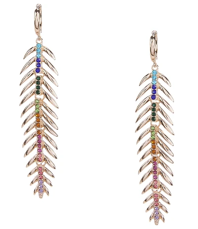 Gemma Layne Hoop Metal Feather Drop Earrings