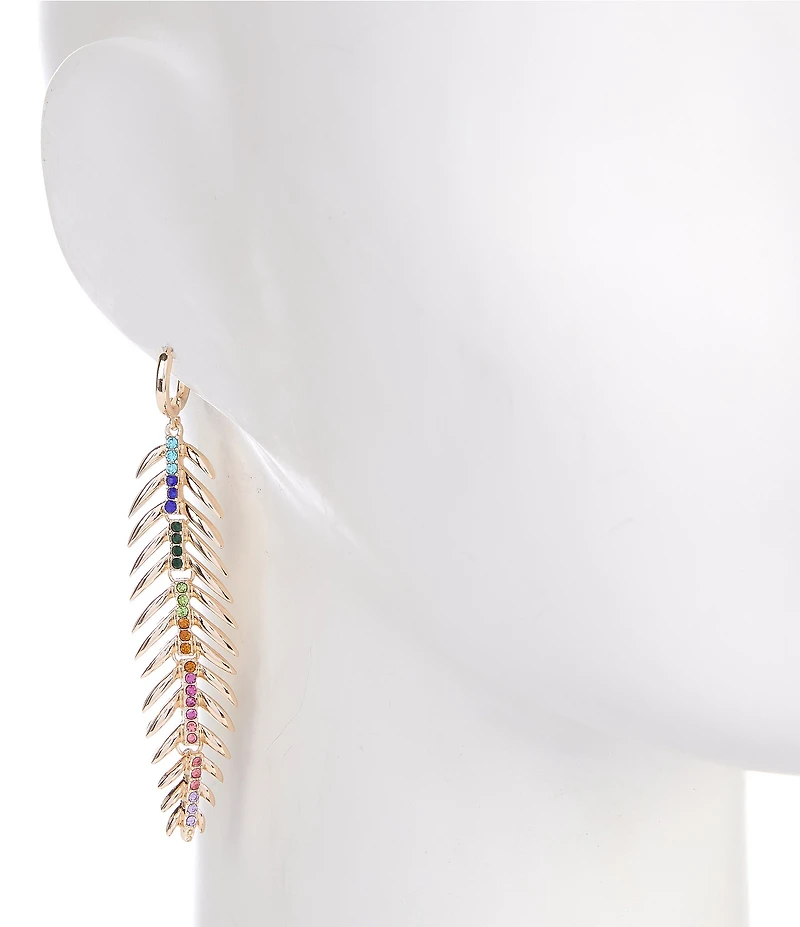 Gemma Layne Hoop Metal Feather Drop Earrings