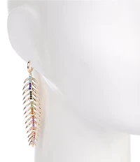 Gemma Layne Hoop Metal Feather Drop Earrings