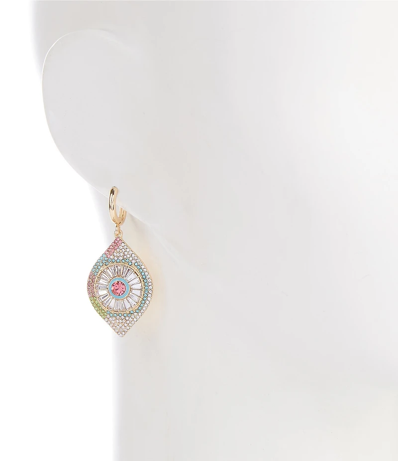 Gemma Layne Hoop Pave Eye Charm Earrings