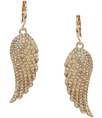 Gemma Layne Huggie Hoop Drop Earrings with Wing Charm