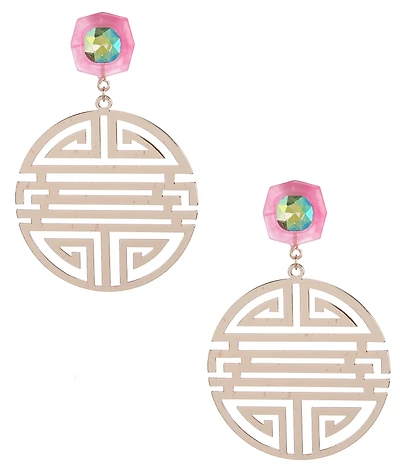 Gemma Layne Inset Stone Post with Geo Drop Earrings