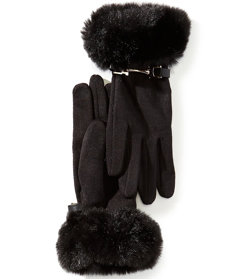 Gemma Layne Tech Touch Knit Faux Fur Traditional Five Finger Gloves