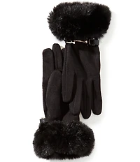 Gemma Layne Tech Touch Knit Faux Fur Traditional Five Finger Gloves