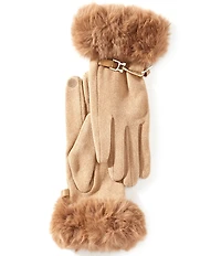 Gemma Layne Tech Touch Knit Faux Fur Traditional Five Finger Gloves