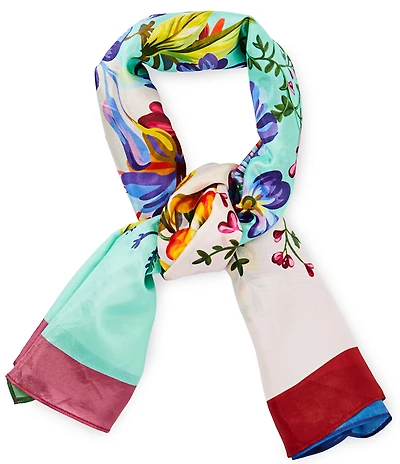 Gemma Layne Large Colorful Floral Silk Square Scarf