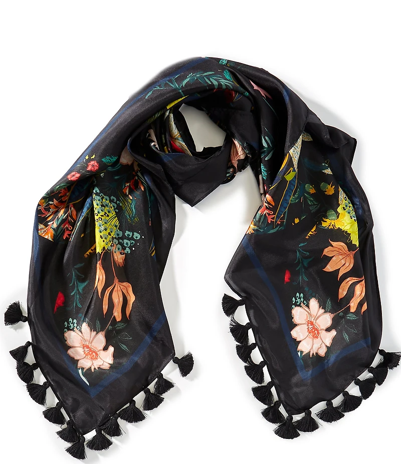 Gemma Layne Large Floral Print Silk Square Scarf