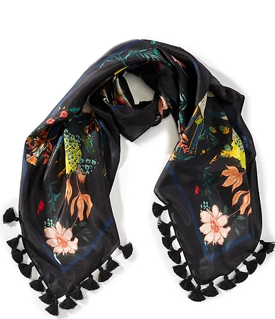 Gemma Layne Large Floral Print Silk Square Scarf