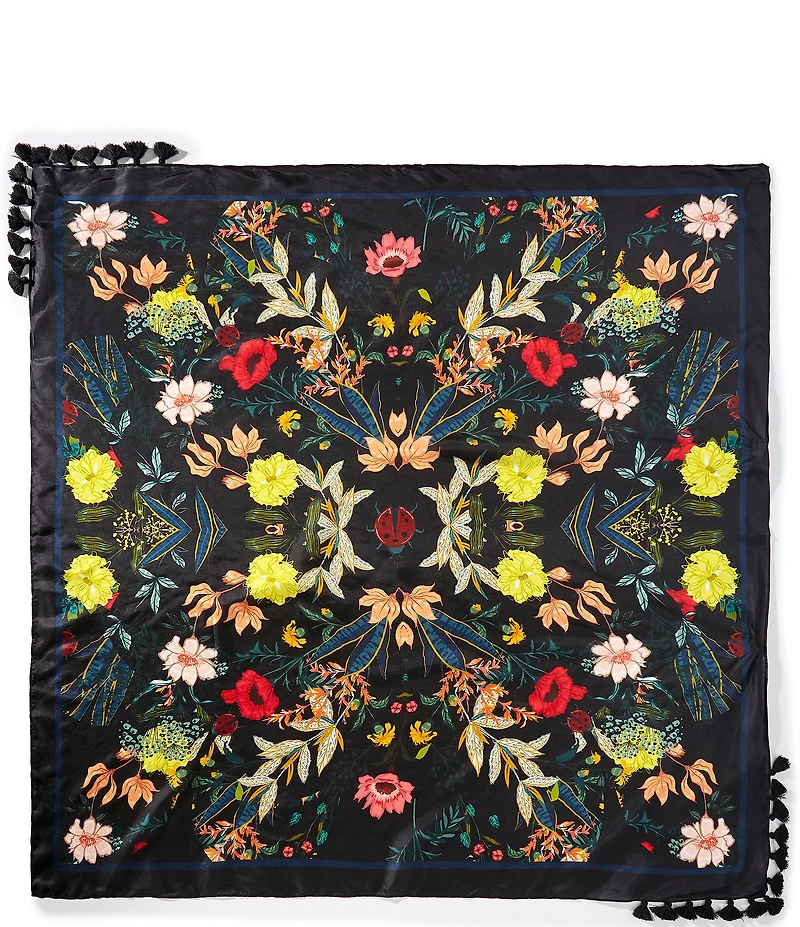 Gemma Layne Large Floral Print Silk Square Scarf