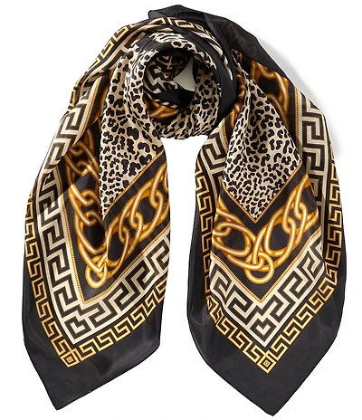 Gemma Layne Leopard and Geometric Silk Square Scarf