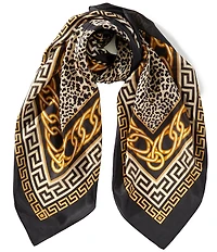 Gemma Layne Leopard and Geometric Silk Square Scarf