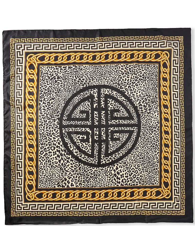 Gemma Layne Leopard and Geometric Silk Square Scarf