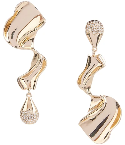 Gemma Layne Mismatched Squiggle Drop Pave Earrings