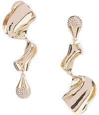 Gemma Layne Mismatched Squiggle Drop Pave Earrings